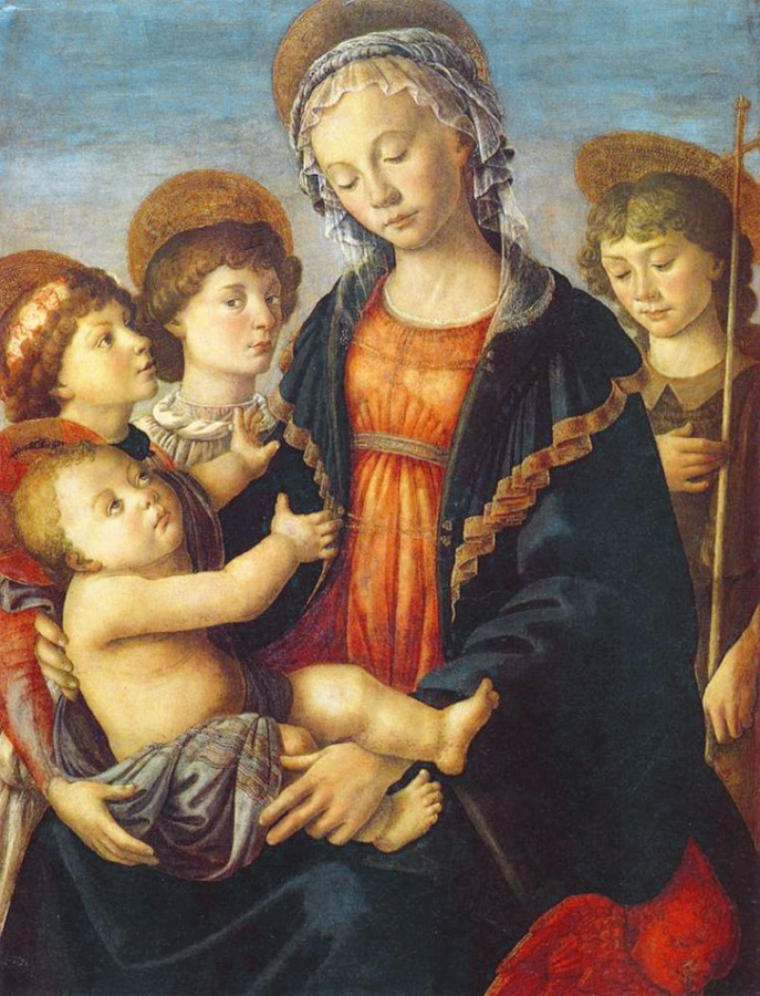 Мадонна с Младенцем, c Иоанном Крестителем и двумя ангелами. Сандро Ботичелли / sandrobotticelli.ru