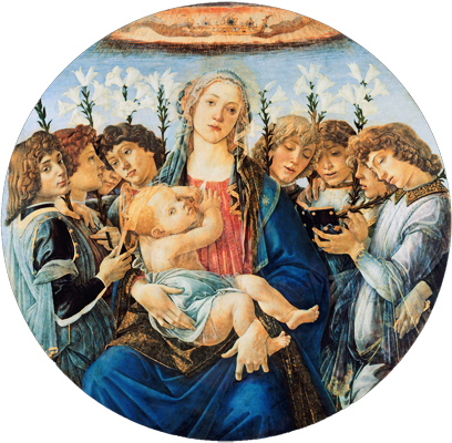 Мадонна с Младенцем и восемью ангелами, или Рачинское тондо. Боттичелли / sandrobotticelli.ru