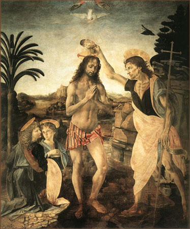 Крещение Христа. 1472-75. Андреа дель Верроккьо /  sandrobotticelli.ru
